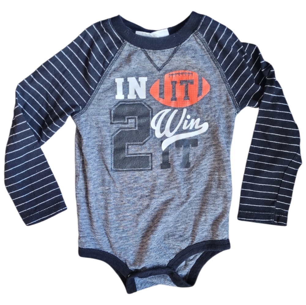 Koala Kids 18-24M Black And Grey Football Themed Bodysuit Onsie